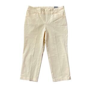 Chico’s 2 (US 12) Slim Capri Pants | Yellow Cream Pull-On Stretch, Brand New NWT